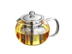 Tetera de cristal con infusor, 1300 ml, cristal de borosilicato resistente al calor y filtro de acero inoxidable 304 para bebidas frías y calientes.