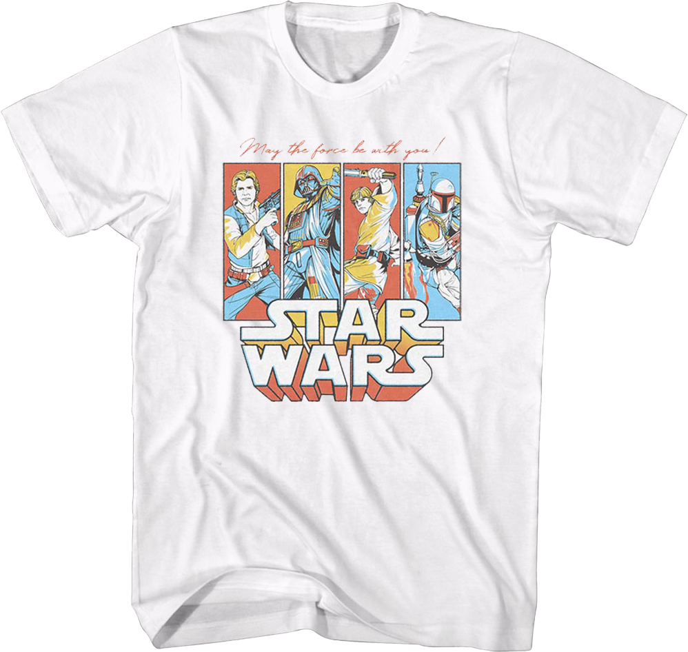 Camiseta Unisexo DEEPSTONE May The Force Be With You Pop Art Star Wars Blanco (XXL)