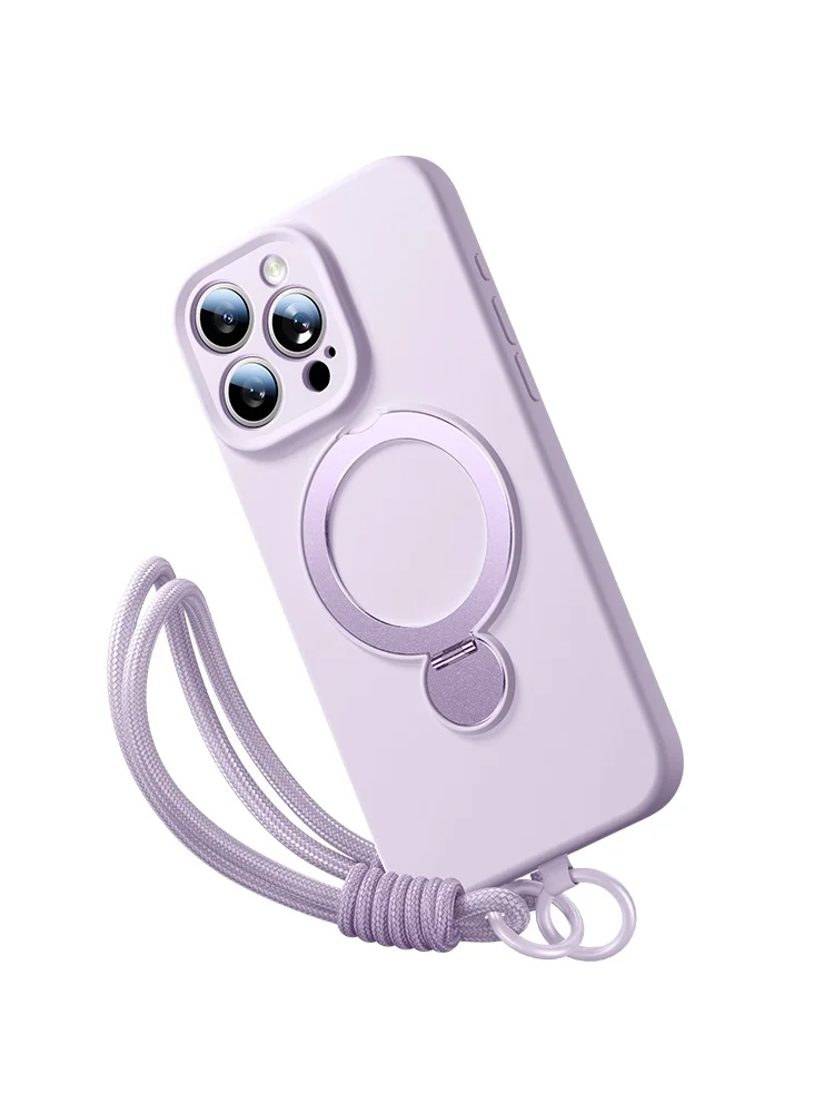 (iphone 13 Morado) Funda Magnética Magsafe Para Teléfono Con Soporte Para Líquidos Y Base Giratoria De 360°.