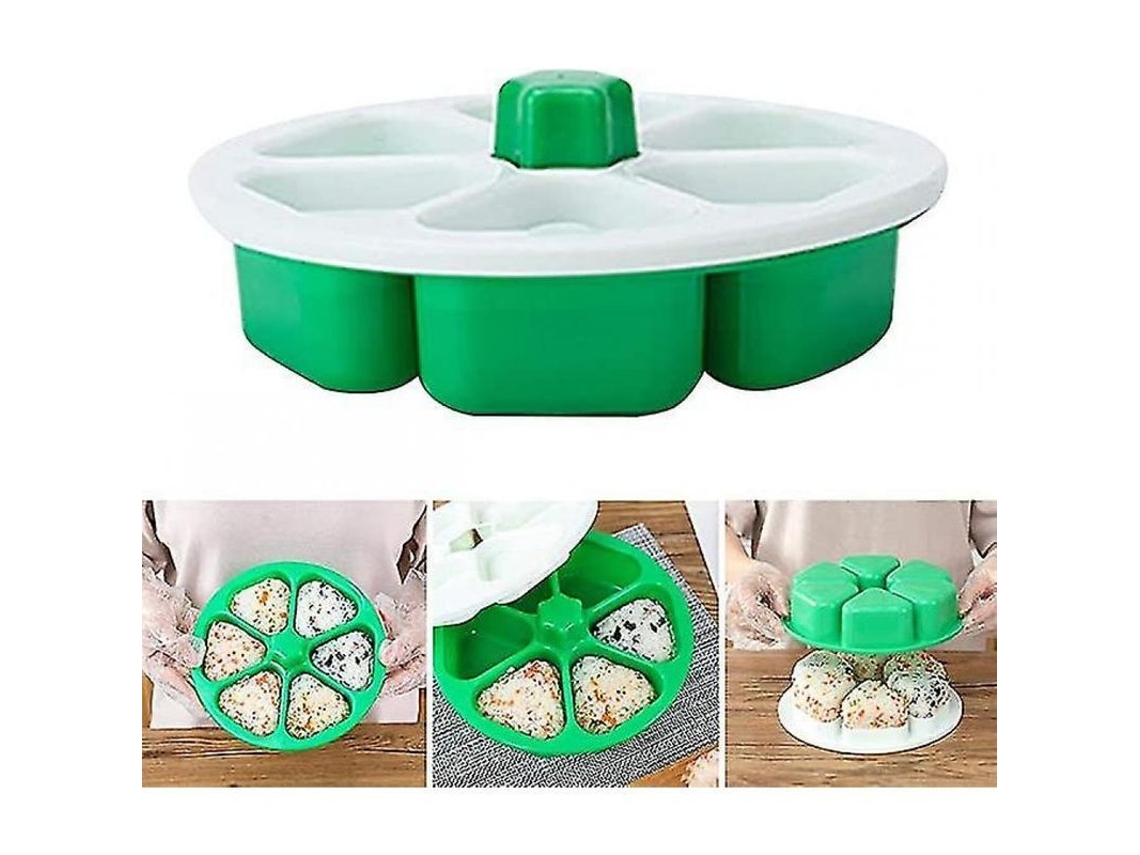 Molde triangular de 6 cavidades para onigiri, arroz de sushi, herramienta de cocina antiadherente reutilizable
