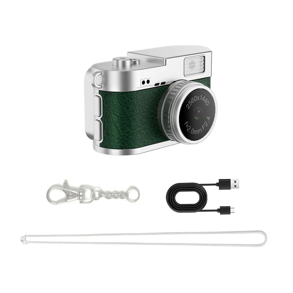 Mini Câmera, Gravação de Vídeo, Luz de Preenchimento Led, Tela Ips de 1,47 Polegadas, Vários Filtros MDUG (verde 64 Gb)