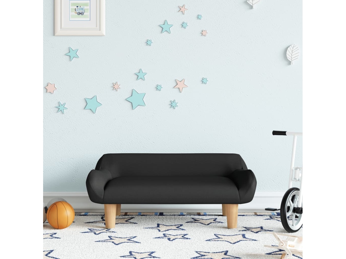 Sofá infantil 70x40x24 cm en tela negra Wsd444478 Adorable Home