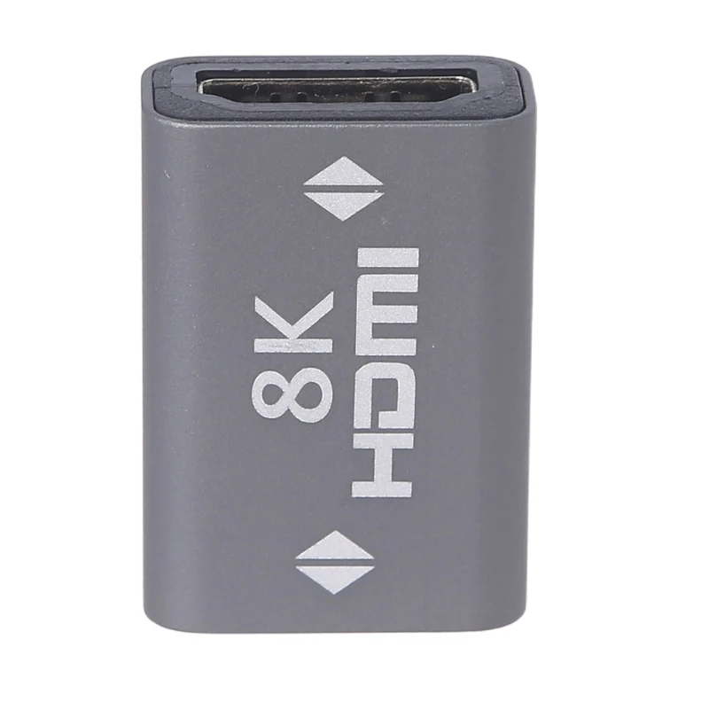 Adaptador hembra a hembra compatible con HDMI Conector de extensión de acoplador HDR 8K Carcasa de aleación para TV Stick Chromecast PS4