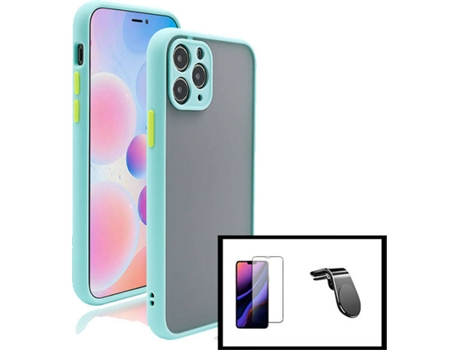 Kit Funda Anti-Choque Cámara Protection, Protector 5D Full Cover y Soporte Magnético L SafeDriving Coche Apple iPhone 13 Pro Max PHONECARE Azul Cla...