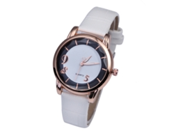 Reloj De Pulsera Para Mujer Zhoulianfa Zlf0280, De Cuero Sintético Pu Sencillo, De Cuarzo, Blanco.