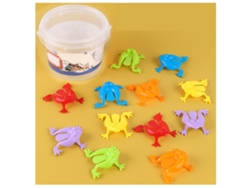 Rebe-12 Peças Brinquedos De Rãs Saltadoras Com Cubo Transparente Rãs Saltadoras De Plástico Para Crianças Brinquedos De Pressão Com Dedo