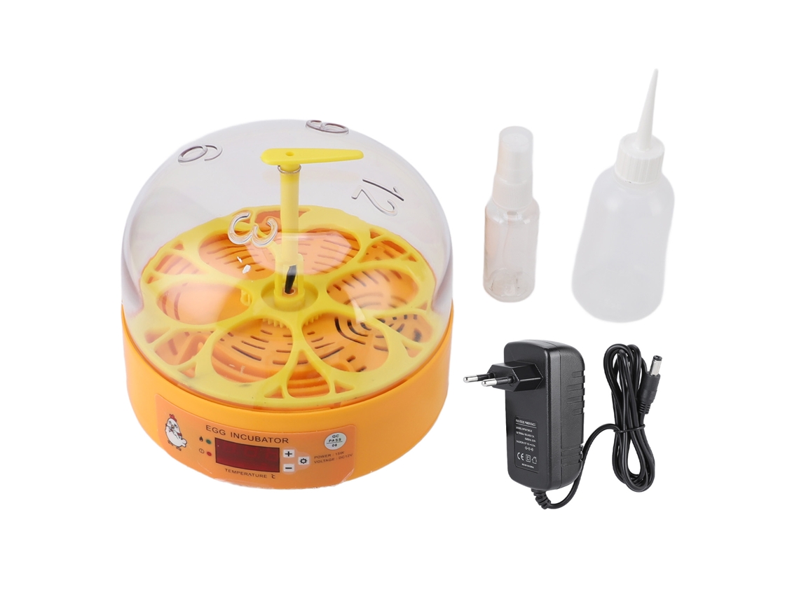 Incubadora Automática Con Agitador Y Control De Temperatura Para 6 Huevos De Gallina, Codorniz Y Pato.