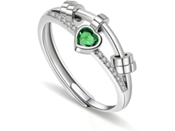 Anillo Giratorio Anti-estrés Chrui Zircón Plata Doble Capa (verde)