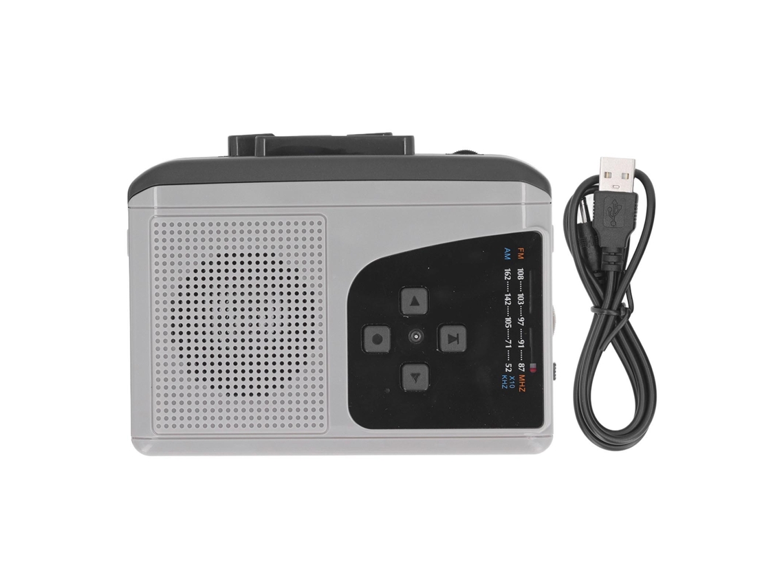Reproductor De Casetes Portátil Con Radio Am/fm, Convertidor De Casete A Mp3, Altavoz Y Micrófono, Funciona Con Pilas Aa O Alimentación Usb.
