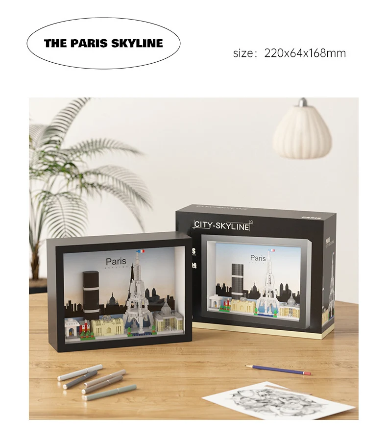 (parís) World City Skyline Building, Mini Bloques De Construcción, Bloques De Construcción De Juguetes Con Marco De Foto 3d