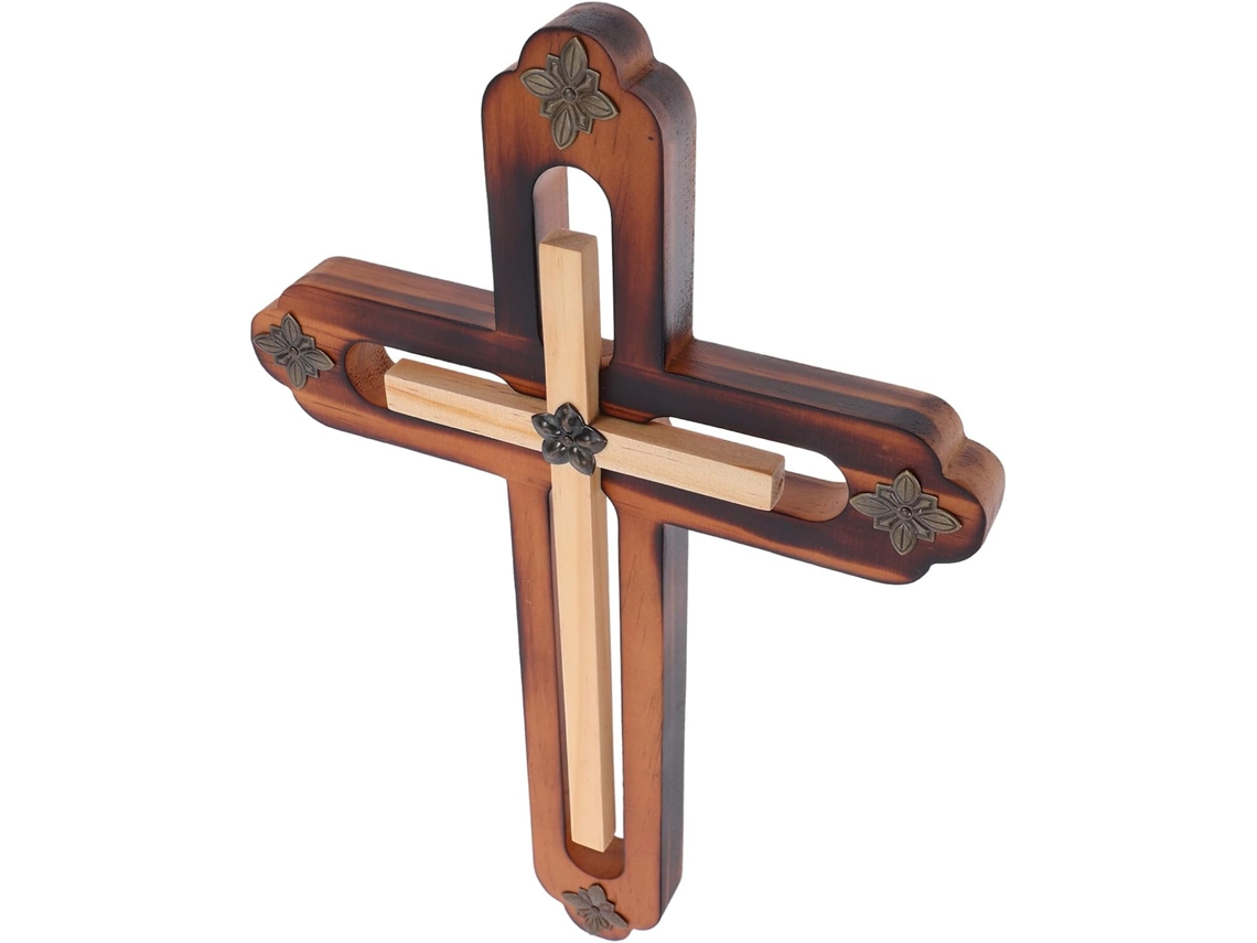 Cruz De Pared Católica Decorativa De Madera De Hevea, 23x3x34 Cm, Para Adorno De Oficina Y Altar.