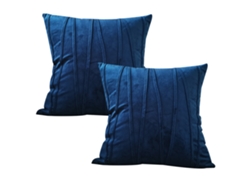 Juego De 2 Fundas De Almohada Decorativas Azul Marino, 45 X 45 Cm