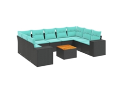 Maison Exclusive - Conjunto De Sofá De Jardín De 10 Piezas Con Cojines, De Poliratán Negro
