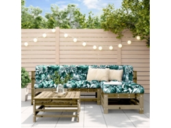 Conjunto de muebles de jardín con cojines de pino impregnado, Dkd Home Decor