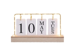 Calendario perpetuo de escritorio de madera vintage con visualización de fecha y semana, decoración de oficina Jeiibrzui