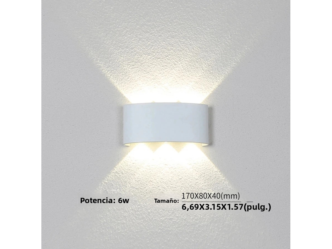 Aplique De Pared Led De 6w (blanco Cálido), Resistente Al Agua, Apto Tanto Para Uso Interior Como Exterior.