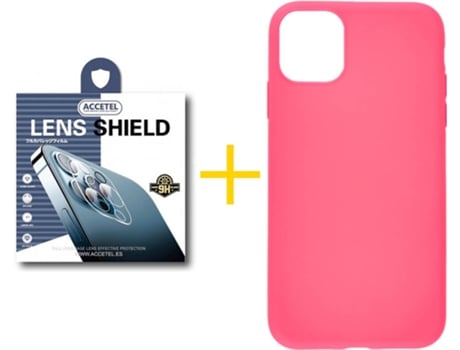 Carcasa + 1 Protector de Cámara para iPhone 11 Pro Max ACCETEL Rosa