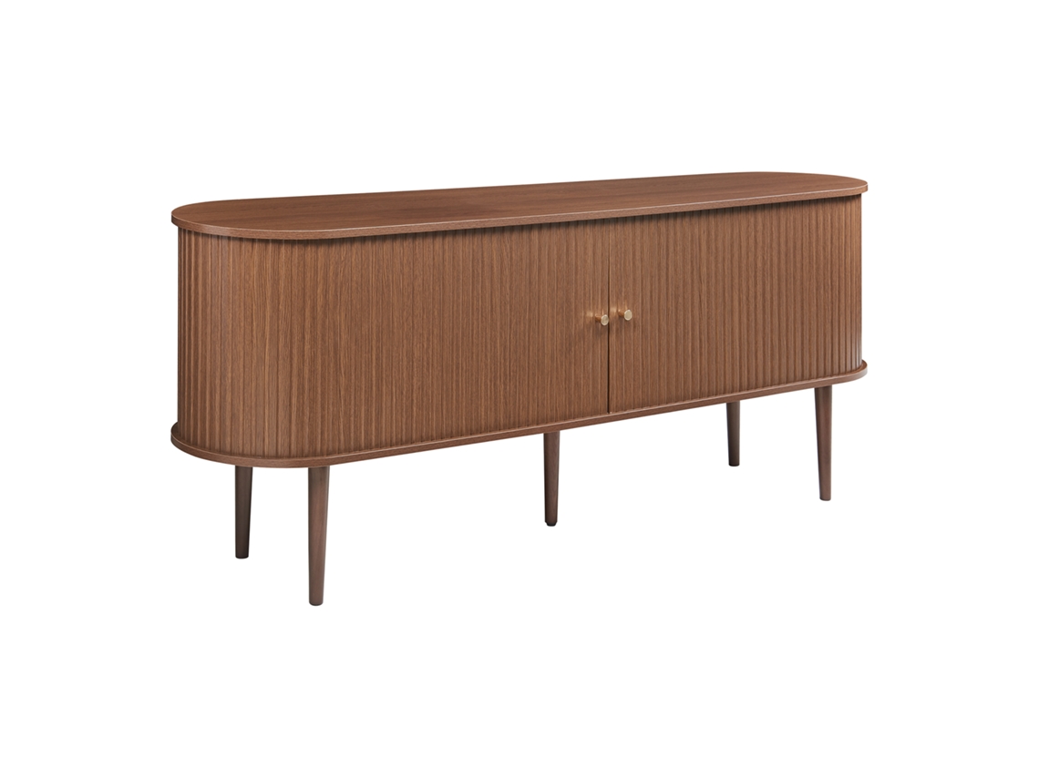 Aparador Mapia con 2 puertas correderas 166x40x70 cm aspecto nogal [EN.CASA]