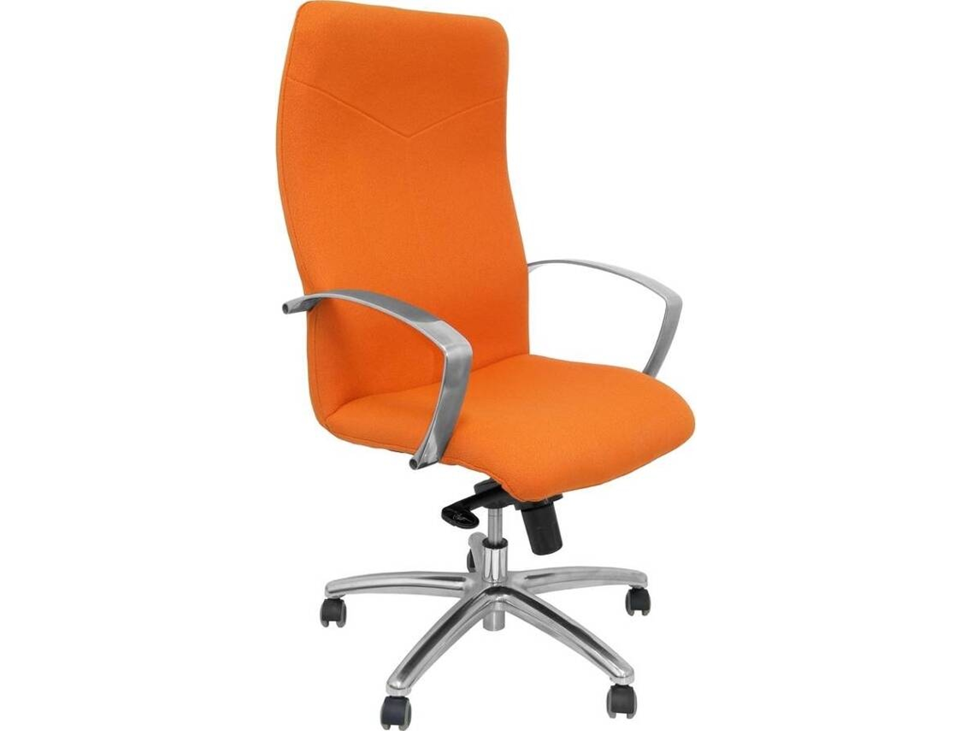 Silla de Escritorio Ejecutiva PYC Caudete Naranja con ruedas antiarañazos (Brazos Fijos - Tejido)