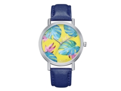 Reloj De Pulsera Analógico De Cuarzo Sencillo E Informal Con Correa De Pu Para Mujer Y Hombre (azul)