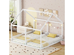 Cama Individual Con Forma De Casa De 90x200 Cm, 2 En 1, Blanca