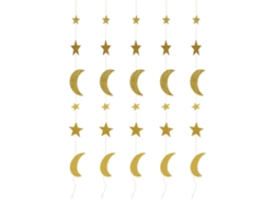 Guirnalda De Estrellas Y Lunas De 5 Piezas, Dorada, Duradera, Decoración Para Ramadán, Eid, Pared, Árbol, Ventana