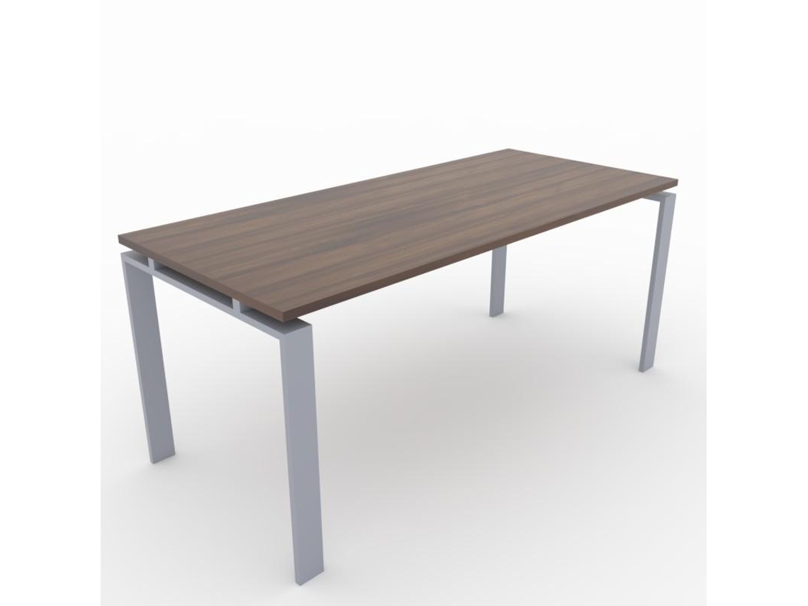 Mesa/Escritorio para teletrabajo, Oficina y hogar. Estructura Marco Abierto Color Gris Plata. Tablero color Nogal. Fabricado en España. (180 x 80 cm). OFICIT
