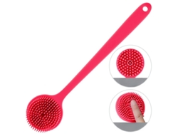 Cepillo De Ducha De Silicona Con Mango Largo Y Protuberancias De Masaje Para Todo Tipo De Piel (rojo) Gertiz