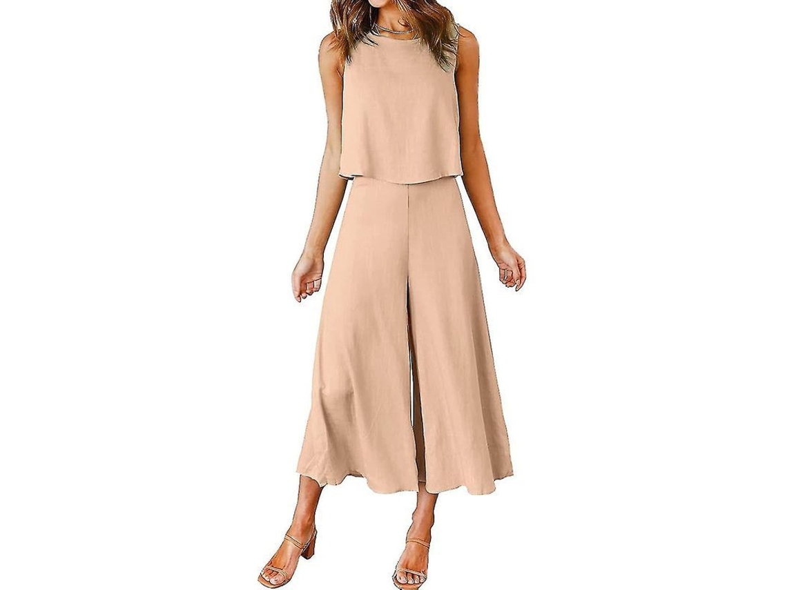 2026-conjunto De Verano Para Mujer Roylamp: Blusa Corta Cuello Redondo Y Pantalones Anchos Cortos