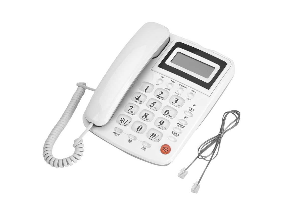 Teléfono De Escritorio Blanco (sin Batería) Con Identificador De Llamadas Para El Hogar Y La Oficina.