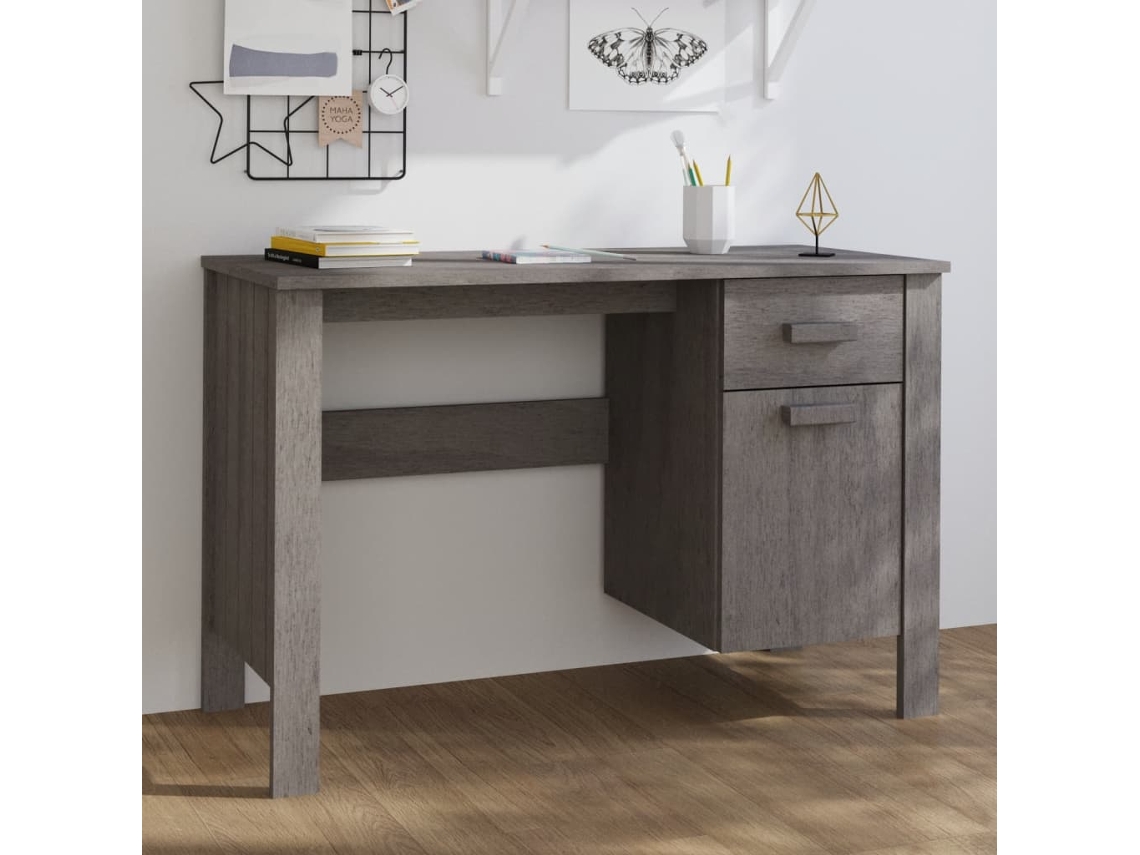 Escritorio | Mesa | Escritorio 113x50x75 cm Pino macizo Gris claro