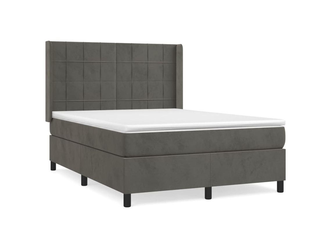 Maison Exclusive - Cama Box Spring Con Colchón Terciopelo Gris Oscuro 140x190 Cm