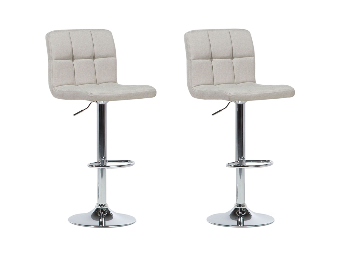 Conjunto de 2 bancos de bar BELIANI Marion de Poliéster Creme 45x39x114