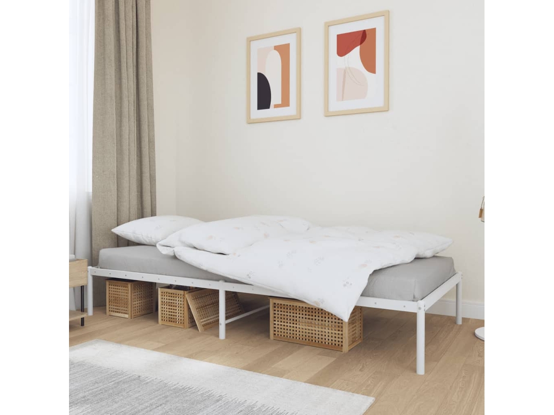 Estructura De Cama Sin Colchón Metal Blanco 90x200 Cm