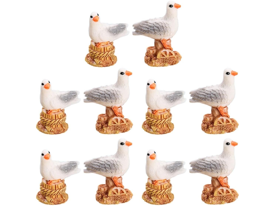 Juego de 12 encantadoras figuras compactas de gaviotas de resina al estilo mediterráneo con un toque artístico único para decoración - GOKOCO