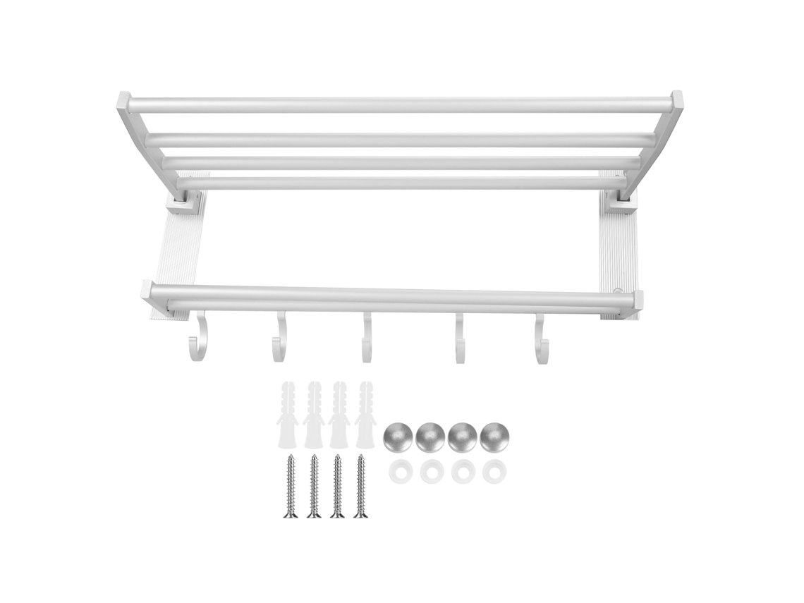 Estante de baño (plegable con 5 ganchos)