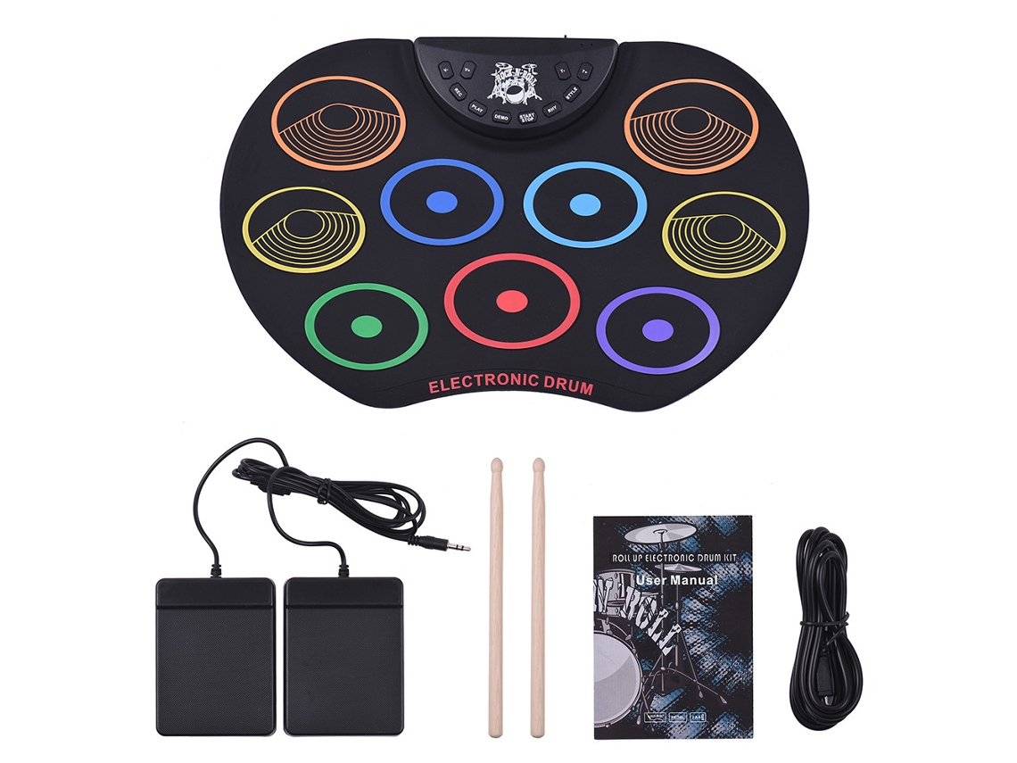 Batería electrónica infantil con 9 pads de colores. Chrui
