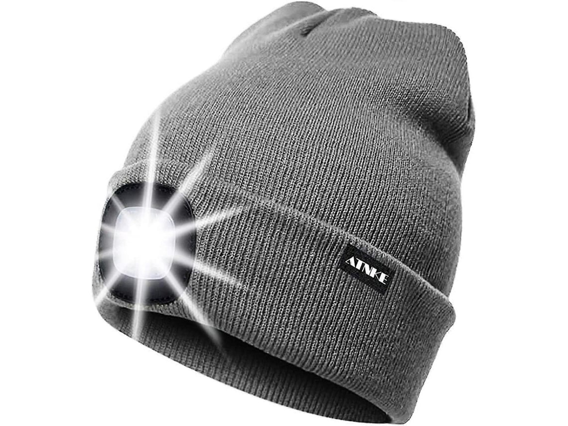 Omni-gorro De Lana Com Luz Led Recarregável Impermeável 4 Luzes Ultra Brilhantes Para Corrida Camping Outdoor Gris