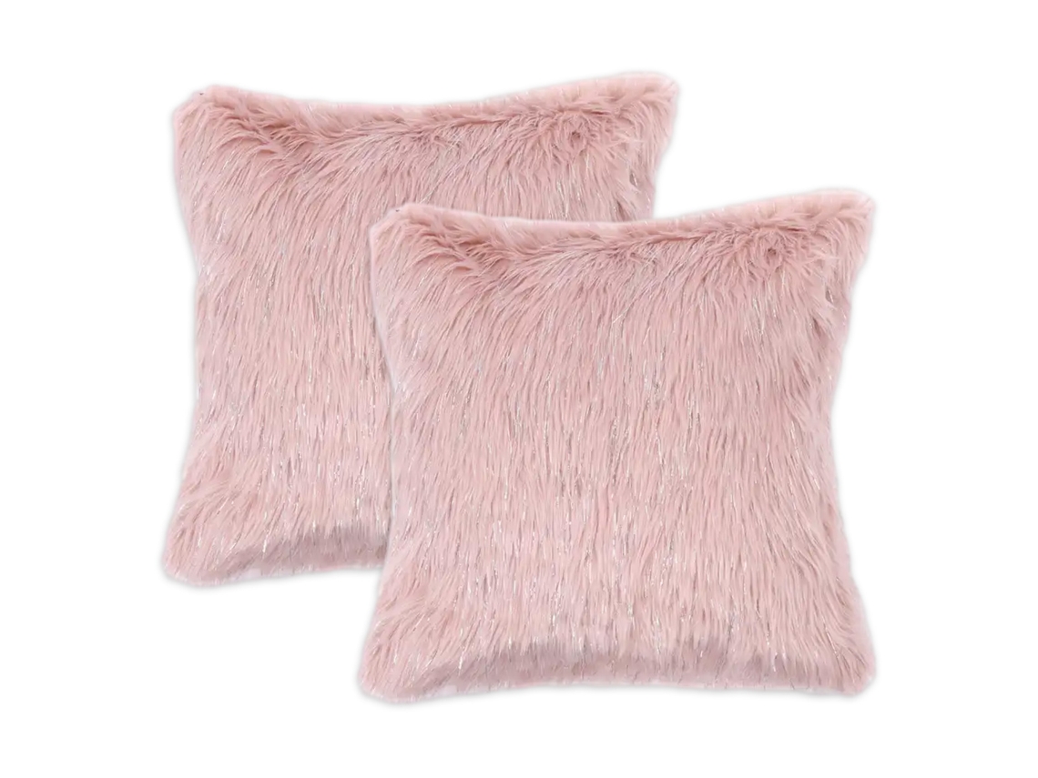 Juego De 2 Fundas De Almohada De Peluche De 50 X 50 Cm (rosa)