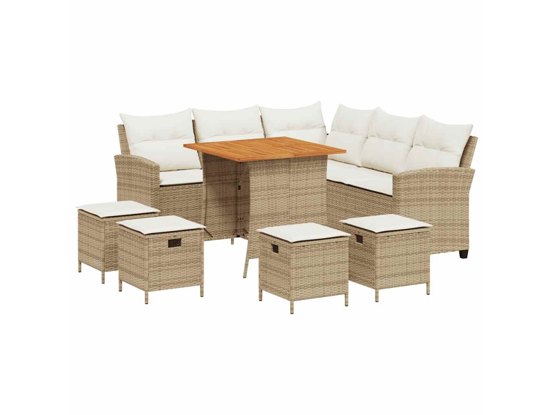 Maison Exclusive - Juego De Sofás De Jardín En Forma De L Con Cojines 6 Pzas Beige