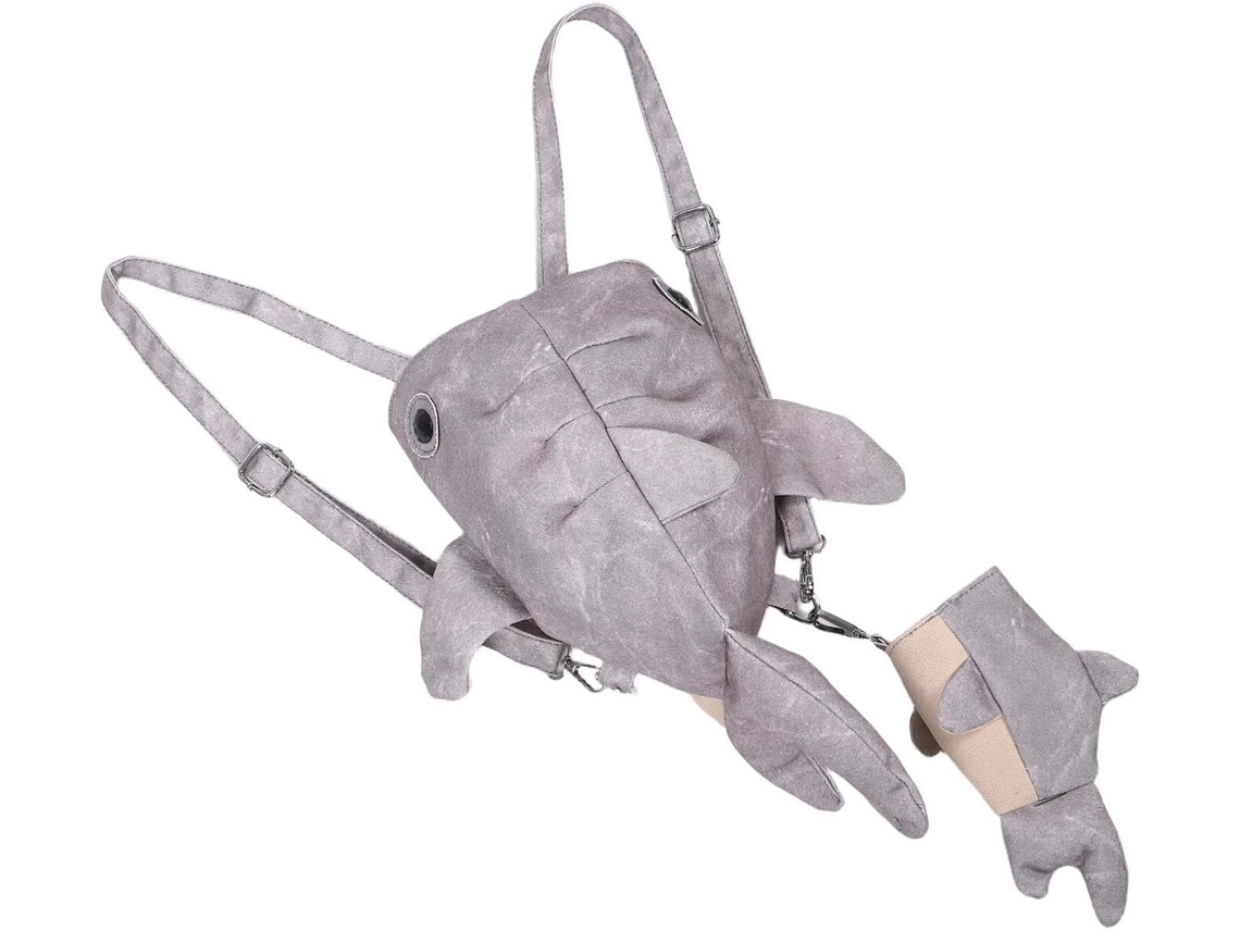 Bolso Bandolera Para Mujer Con Múltiples Compartimentos Y Estampado De Tiburón Ballena En Lona Ligera Con Colgante.