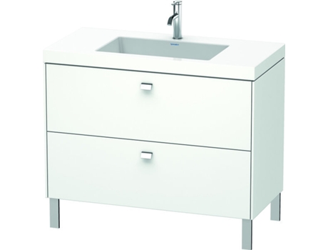 Lavamanos DURAVIT Brioso c-bonded con base de 100,0x48,0 cm 2 cajones sin rebosadero con banco para grifos 1 agujero para grifos