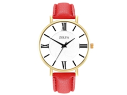 Reloj De Pulsera Para Pareja Con Correa De Pu, Movimiento De Cuarzo, Estilo Sencillo, Rojo.