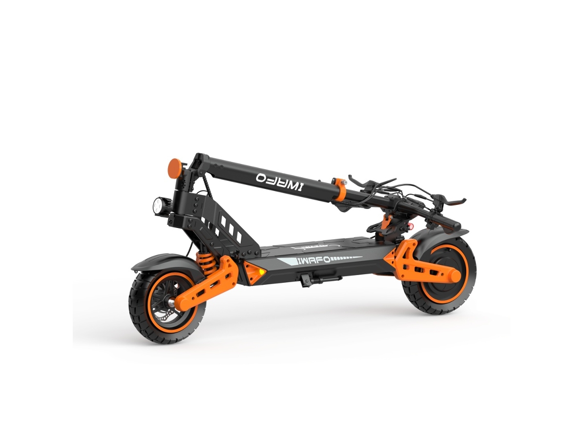 El patinete eléctrico plegable Is2 Max Orange viene con un motor de 1200 W, una batería de gran capacidad de 52 V y 20 Ah, pantalla LED y freno de disco doble Iwafo.