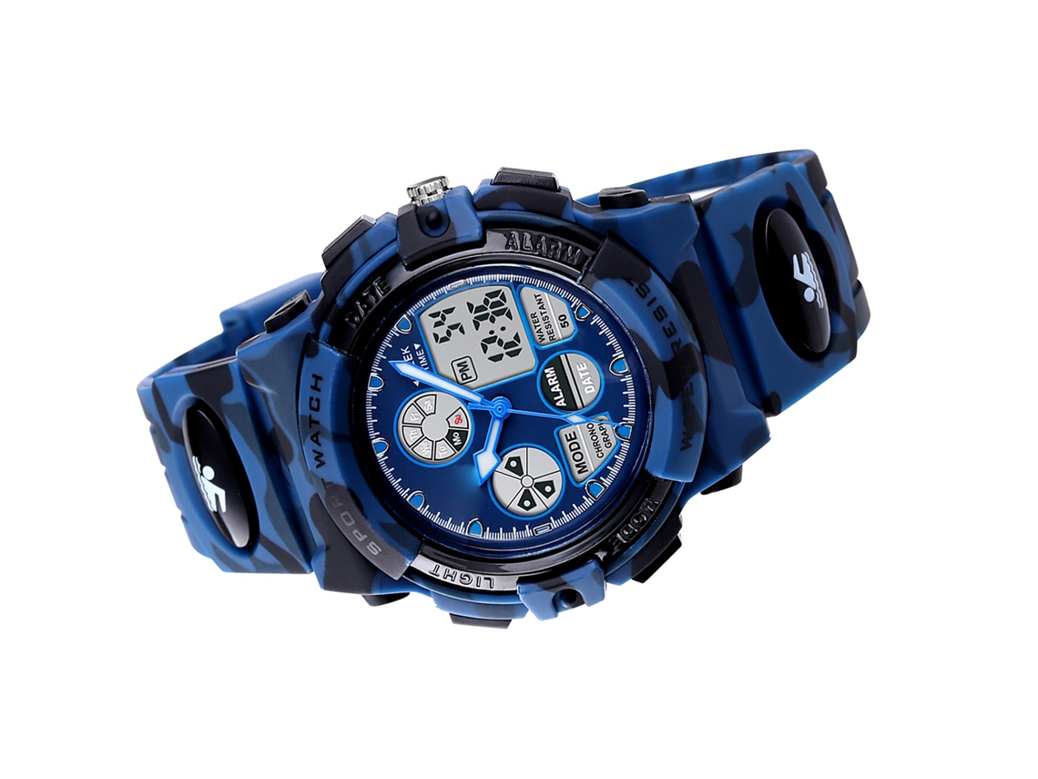 Reloj Digital Infantil Skmei 1163, Resistente Al Agua Hasta 5 Atm, Con Correa De Pu Y Funciones Multifuncionales.