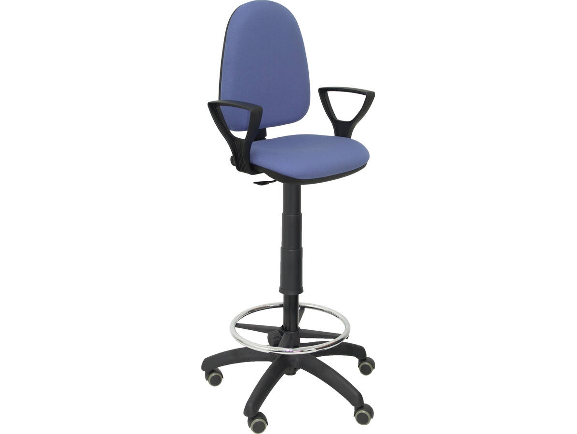 Silla de Escritorio Alta PIQUERAS Y CRESPO Ayna Azul Claro con ruedas de parqué (Brazos fijos - Tejido - Ruedas Parquet)