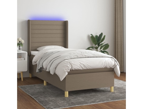 MAISON EXCLUSIVE Colchón Cama con Somier/Led 90X200Cm Tela Marrón-Gris
