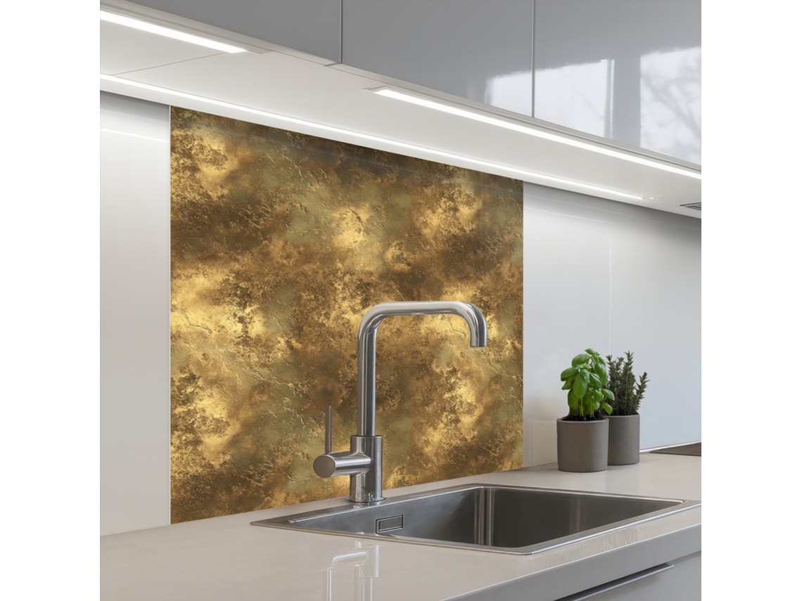 Salpicaderos De Cocina Antiguo - Aspecto Metálico - Oro 80x80 Cm