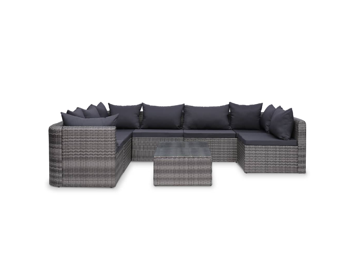 Maison Exclusive - Set De Sofás De Jardín 8 Piezas Y Cojines Ratán Sintético Gris