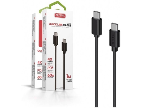 Cable para Xiaomi Poco F3 ACCETEL CU-2106 (Type-C - 1 m - Negro)